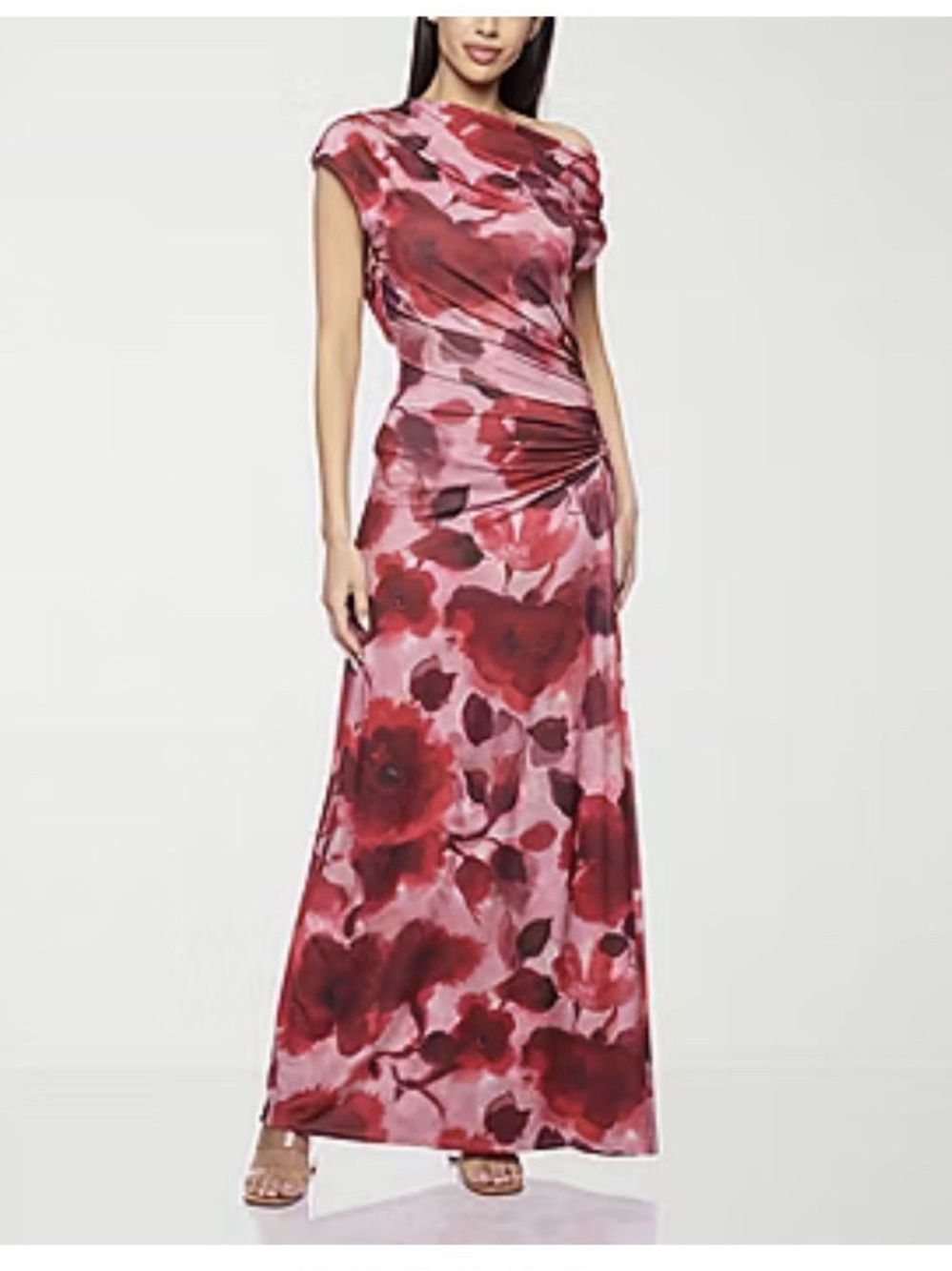 Red & Pink Floral Wedding Guest Dress Skirt